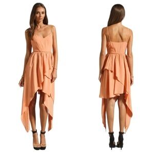 Keepsake High Low Asymmetrical Layered Dress Apricot Peach Size Small